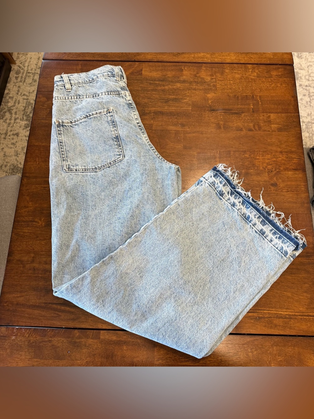 ASOS Design High Waisted Wide Leg Raw Hem Jeans 30"x32"
